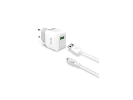 Celly TCUSBMICRO cargador de dispositivo móvil Smartphone + Cable, Tablet, Salida 2 4a, Blanco AC Interior Caja Abierta Sale